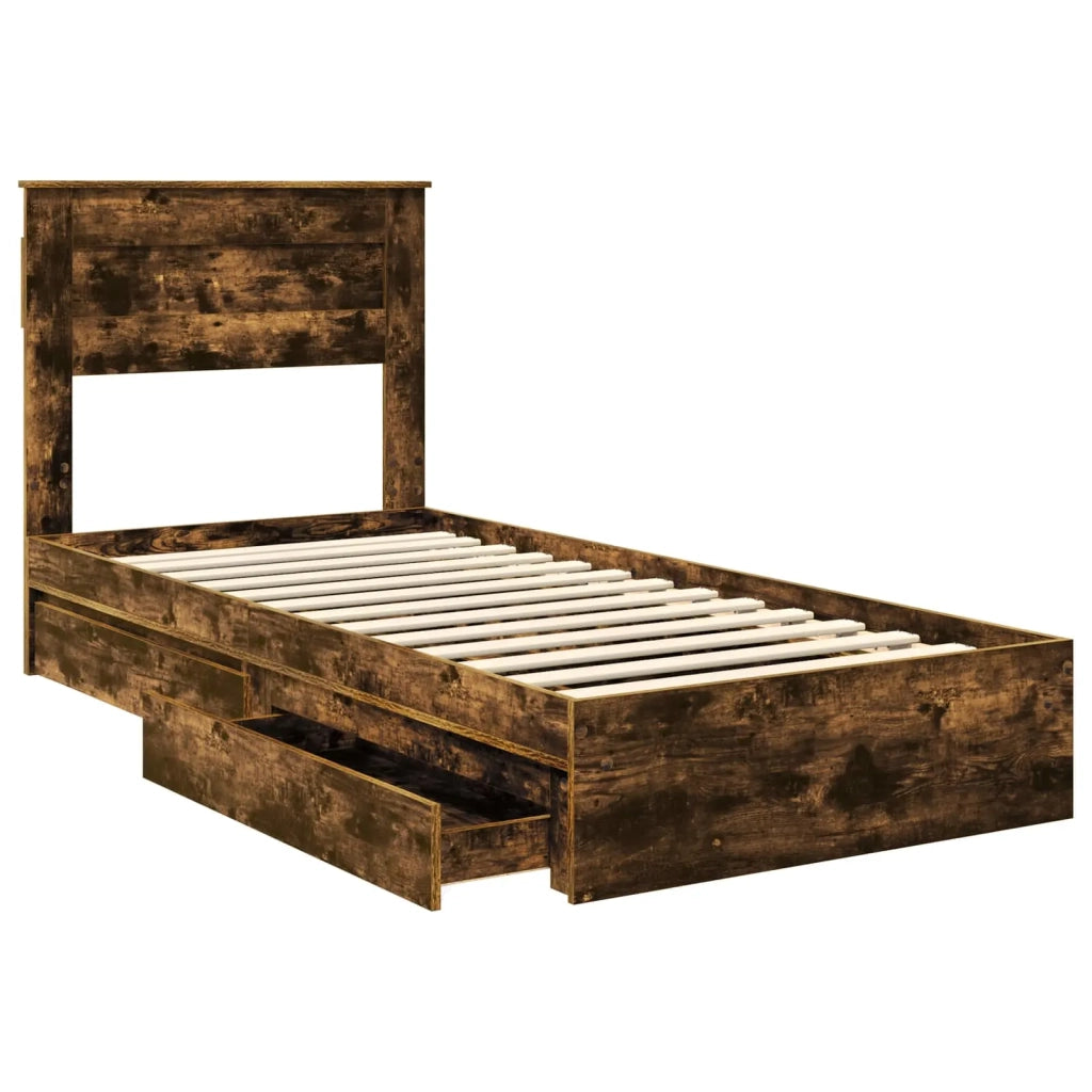 Letto con Contenitore Rovere fumé 75 x 190 cm Legno multistrato