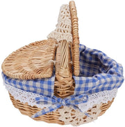 Borsa da picnic in riet - coperchio con doppia apertura - contenitore da trasporto - cesta per campeggio - 25,5x18x25cm - peso 480g