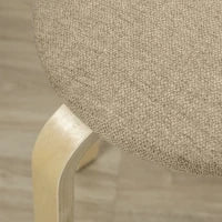 Set 4 Sgabelli Impilabili e Imbottiti con Rivestimento in Tessuto e Gambe in Legno, Cachi