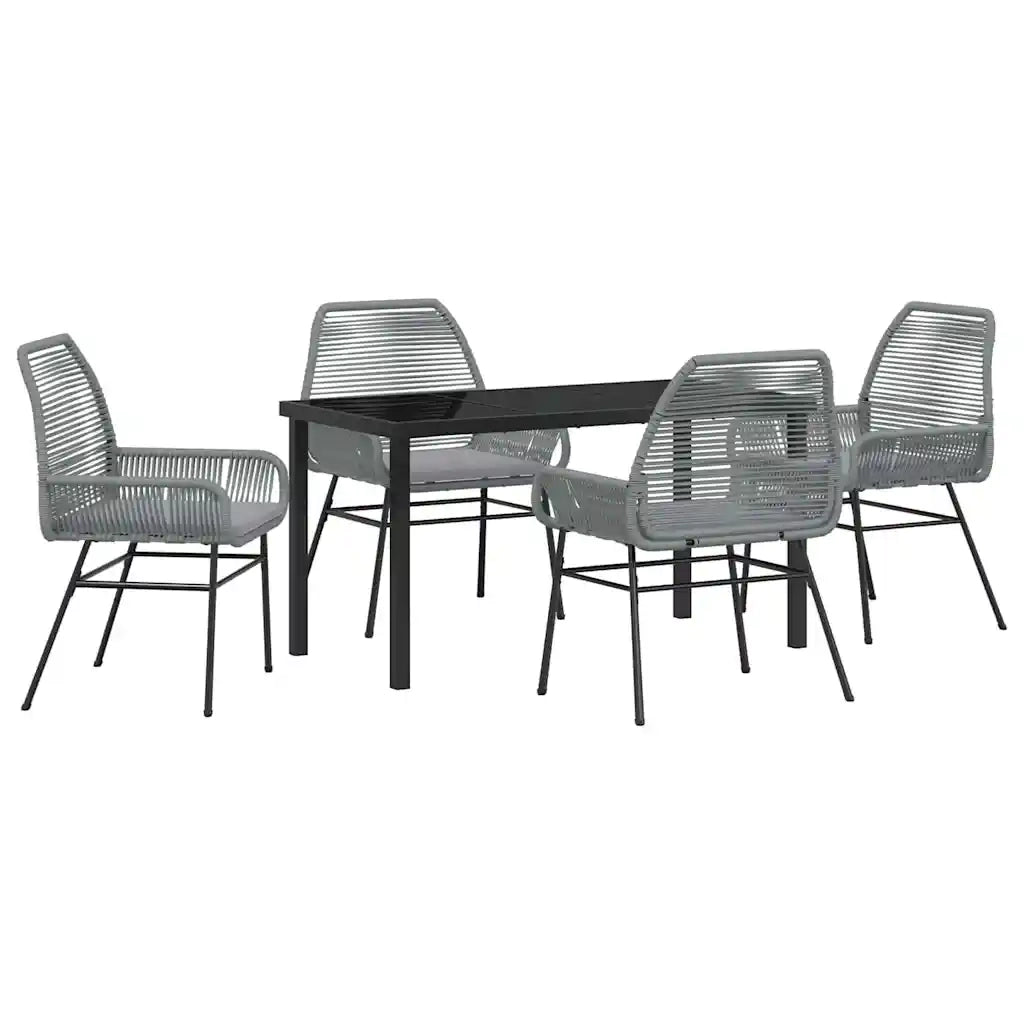 Set da Pranzo per Giardino con cuscino 5 pcs Grigio polyrattan 3380885