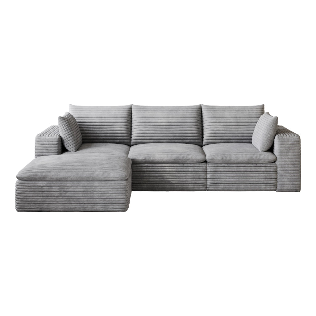 Divano Cloud 260 cm ¨C MINIMAL ¨C Velluto a Coste Grigio Scuro, Imbottito, Senza Montaggio