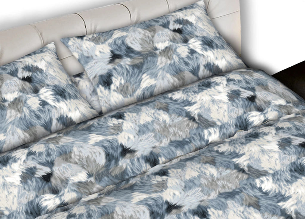 Completo Lenzuola Letto In 100% Cotone Made In Italy Disegni Assortiti C.N - 1 Piazza - Soffice Azzurro