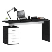 Scrivania Abisse, Scrittoio lineare, Scrivania ufficio multiuso, Scrivania salvaspazio multi posizione, 160x60h75 cm, Bianco e Ardesia