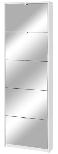 Scarpiera 5 Ante con Specchio 63x190x18 cm Ossido Bianco