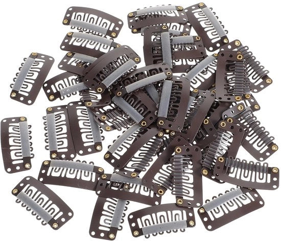 Haarclips U-forma - Resistente e facile da usare - Color nero scuro - Ideali per estensioni di capelli e parrucche - Adatto per donne - 5...