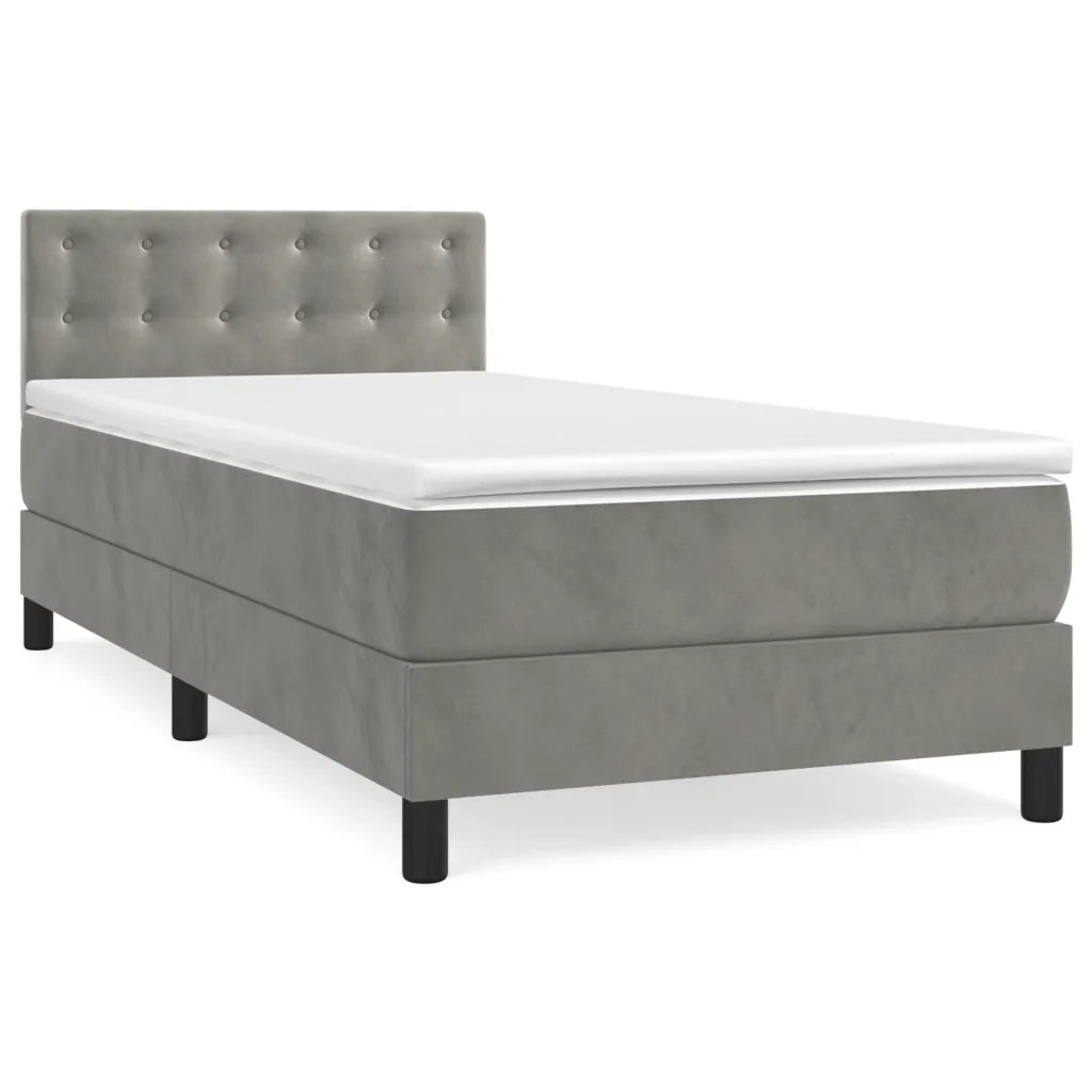 Giroletto a Molle con Materasso Grigio Chiaro 90x200 cm Velluto