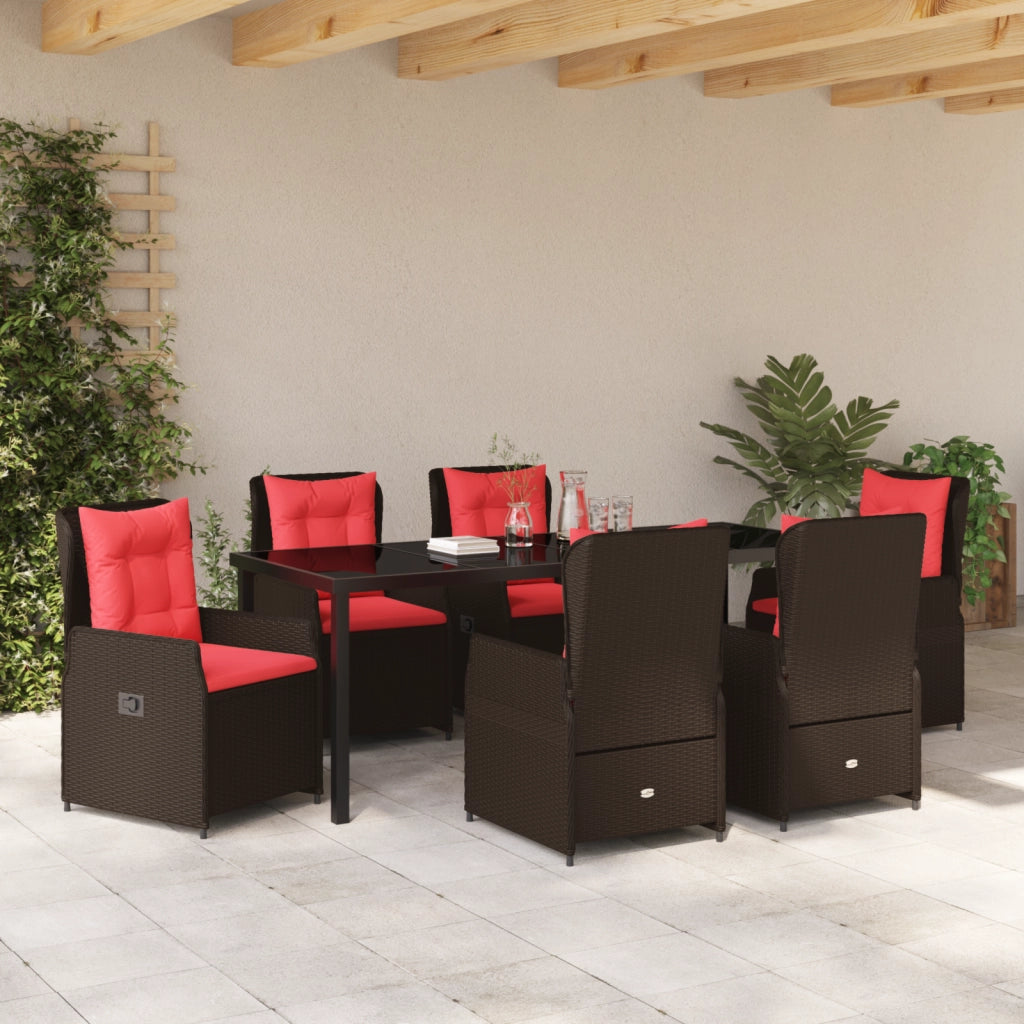 Set da Pranzo da Giardino da 7 Pezzi Beige in Polyrattan