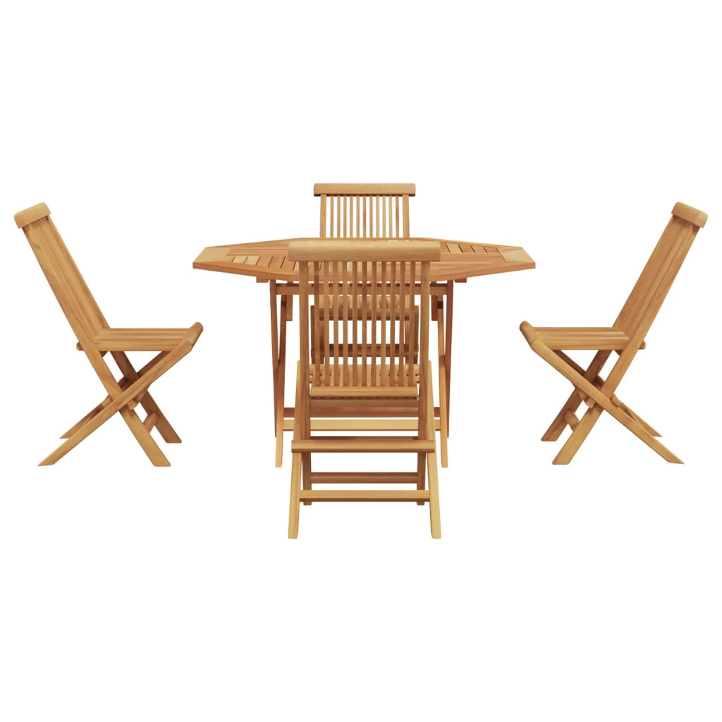Set da Pranzo per Giardino 5 pcs Marrone Legno di teak solido 3385969
