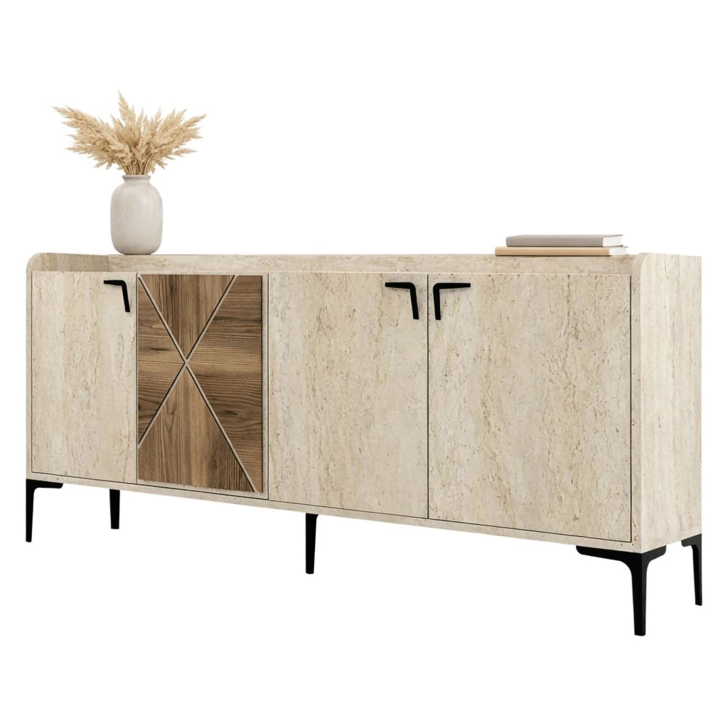Madia Roatto, Credenza 2 Ripiani, 180x35x78h cm Beige Marmo