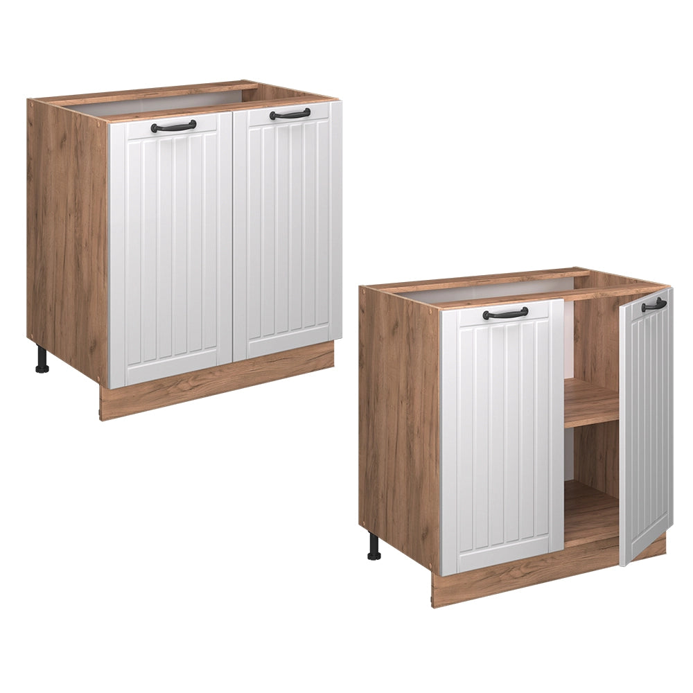 Vicco Mobiletto base cucina Bianco casa di campagna 80 cm con ripiano, PL Marmo