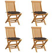 Sedie da Giardino e Cuscini Grigio Talpa 4 pz Massello di Teak cod mxl 48109