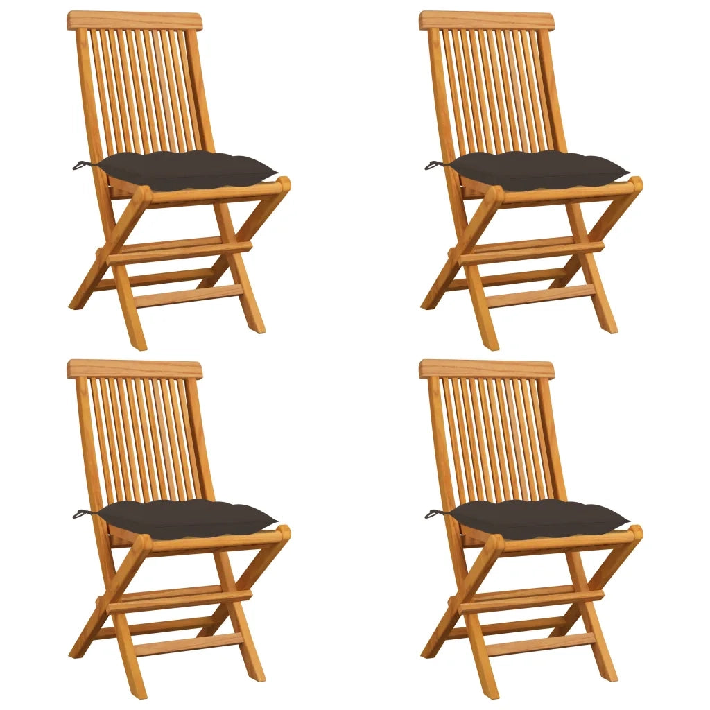 Sedie da Giardino e Cuscini Grigio Talpa 4 pz Massello di Teak cod mxl 48109