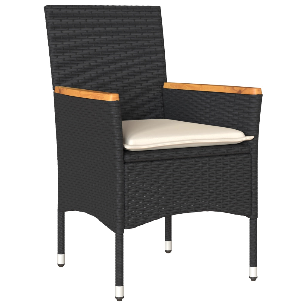 Set da pranzo da giardino  da 7 pezzi con cuscini polyrattan nero