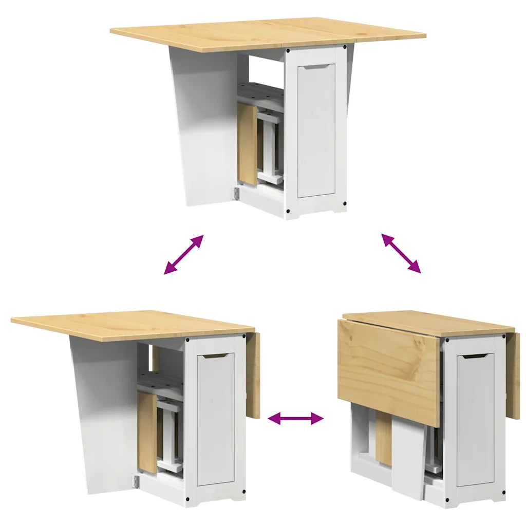 Set da Pranzo 5 pz Corona Pieghevole Bianco in Legno di Pino 3295717