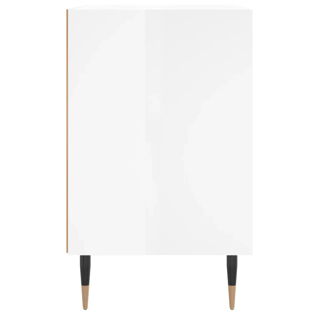Comodini 2 pz Bianco Lucido 40x30x50 cm in Legno Multistrato 826769