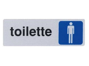 TARGHETTA ADESIVA TOILETTE UOMO- - cm.15x5h. - 10 pezzi