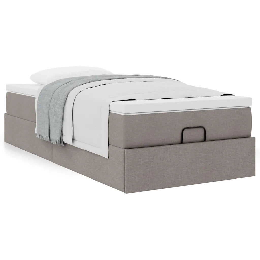 Struttura Letto Pouf con Materasso Tortora 80x200 cm in Tessuto 3311068
