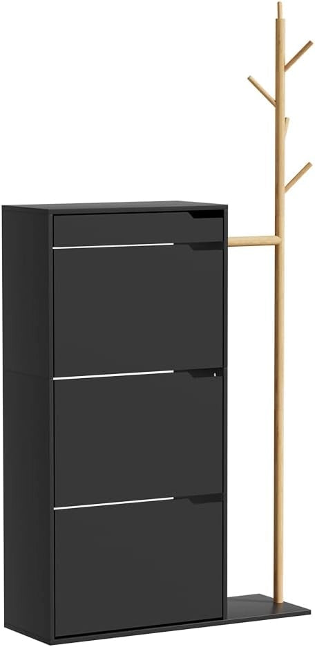 Armadio per le scarpe Ivo, Bianco, 90 x 181.5 cm con 3 scomparti, 1 cassetto, per riporre scarpe e accessori nell’ingresso