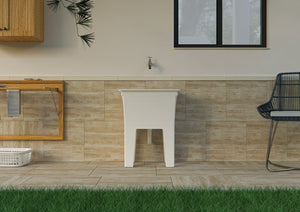 Mobile Lavatoio 59x40x74 cm Monoblocco in Resina PP Bianco