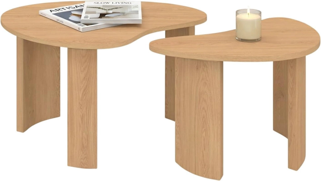 Set di 2 tavolini nidificanti COLINE 70/50 in legno effetto faggio