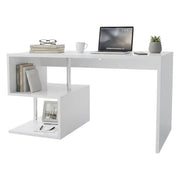 Atemis, Scrivania Modulabile Made in Italy, 140x60x78h cm Bianco Lucido