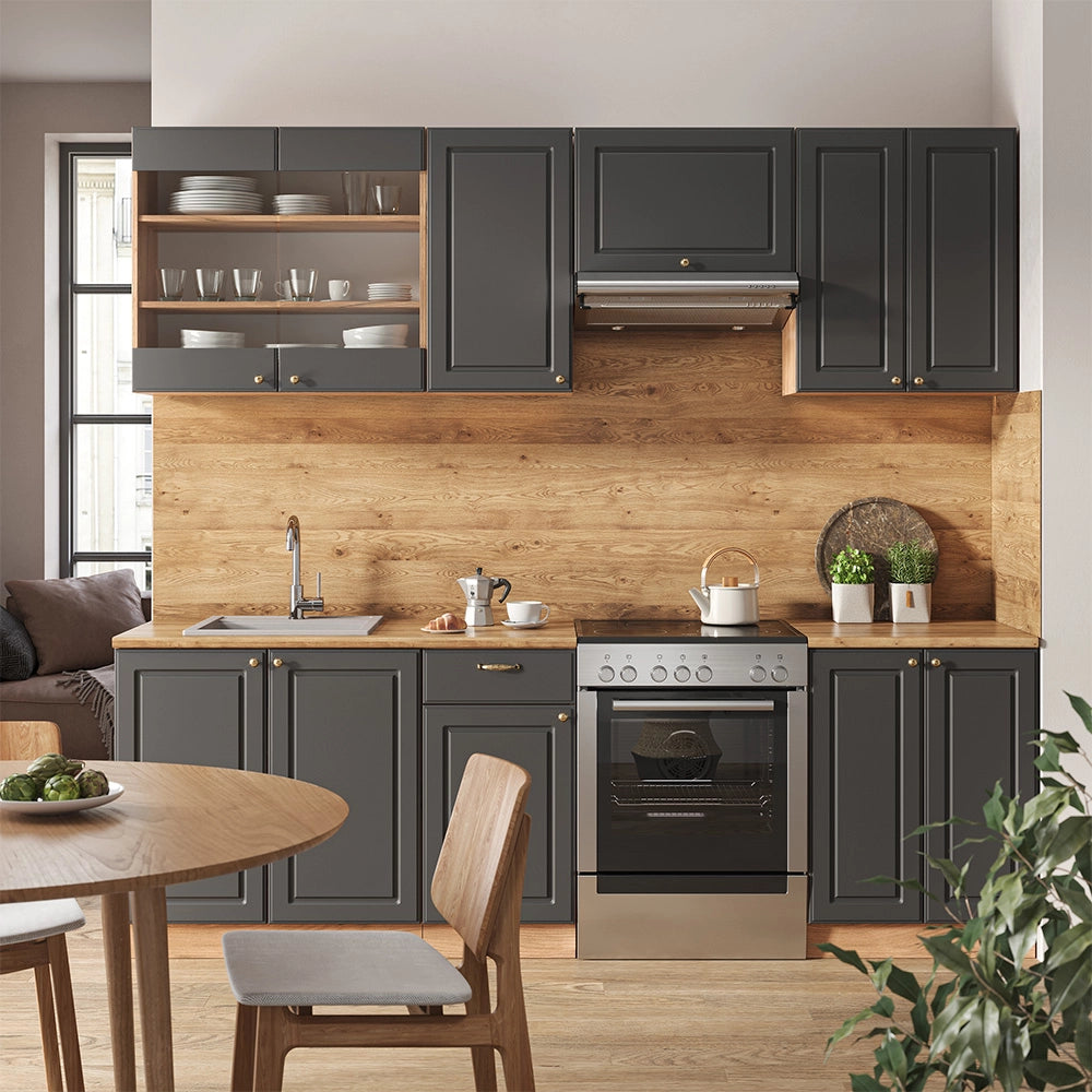 Vicco Cucina componibile Antracite Country House/oro Kraft Oak 240 cm , PL Marmo