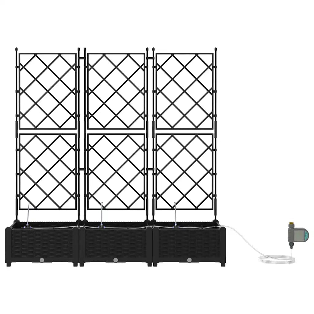 Vaso da giardino 3 pcs Nero Plastica 42002852