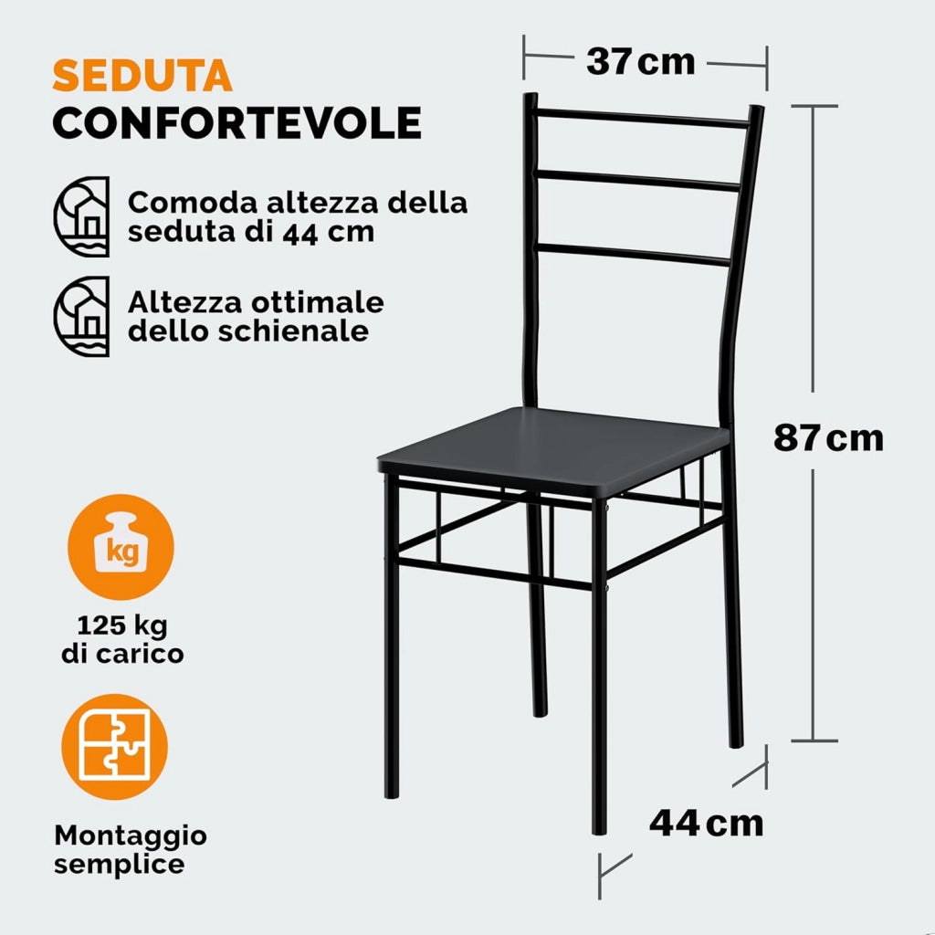® Gruppo di Sedute Leo Set 5 Pezzi Tavolo da Pranzo con 4 Sedie Set di Mobili per Sala Cucina Soggiorno Salotto Set da Pranzo Tavoli Sedia