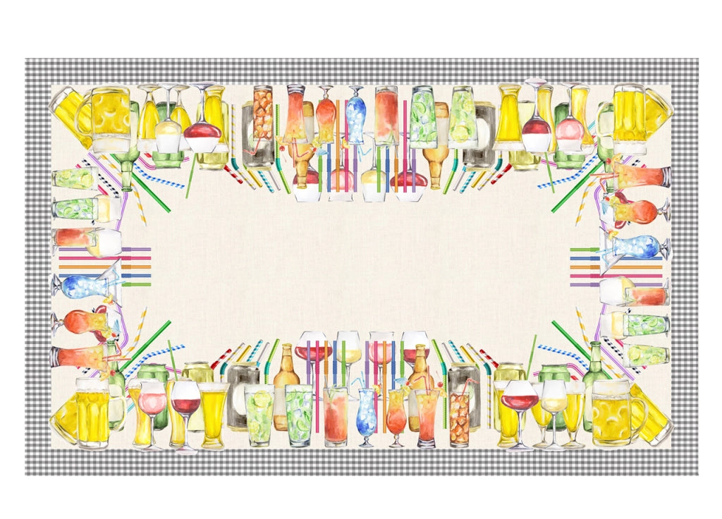 Tovaglia Copritavolo In 100% Cotone Stampa Digitale Dis. Drinks GI - 140x180 - Drinks
