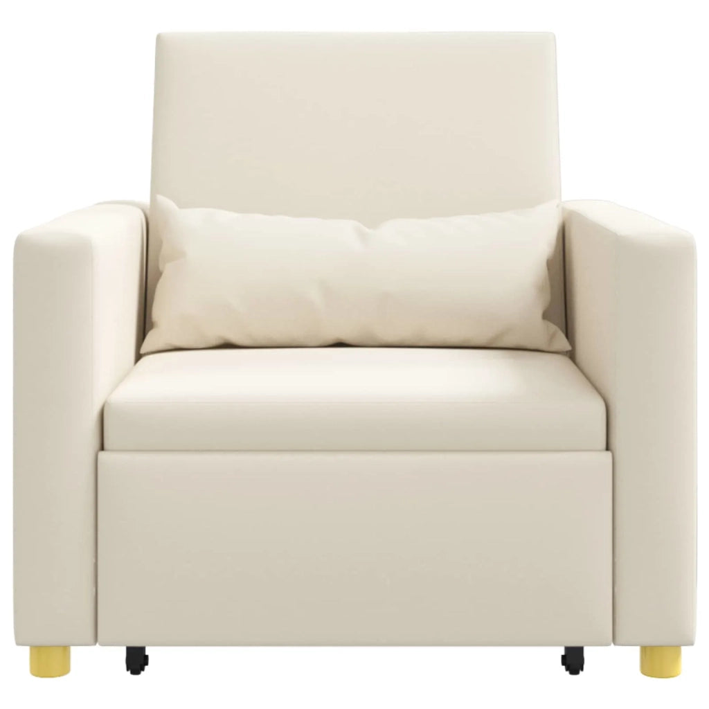 Divano letto | Sof¨¤ letto | Letto singolo estraibile singolo Bianco crema 90 x 165 x 87 cm