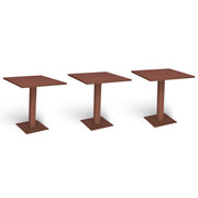Tavolo da bar rosso mattone cm 70 x cm 70 con piano in alluminio verniciato x 3