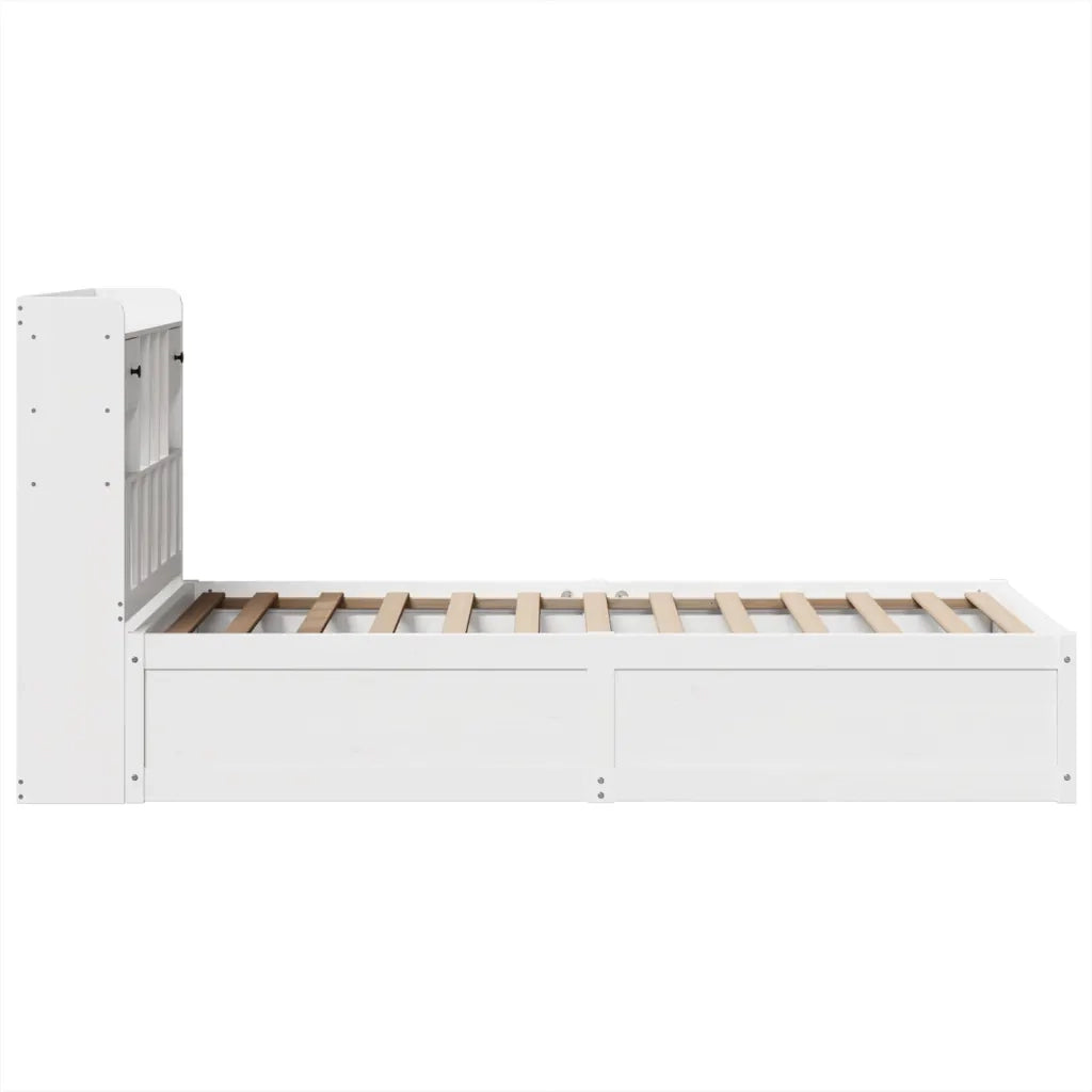 Giroletto senza Materasso-Struttura Letto Bianco 90x200 cm Legno Massello Pino 642801