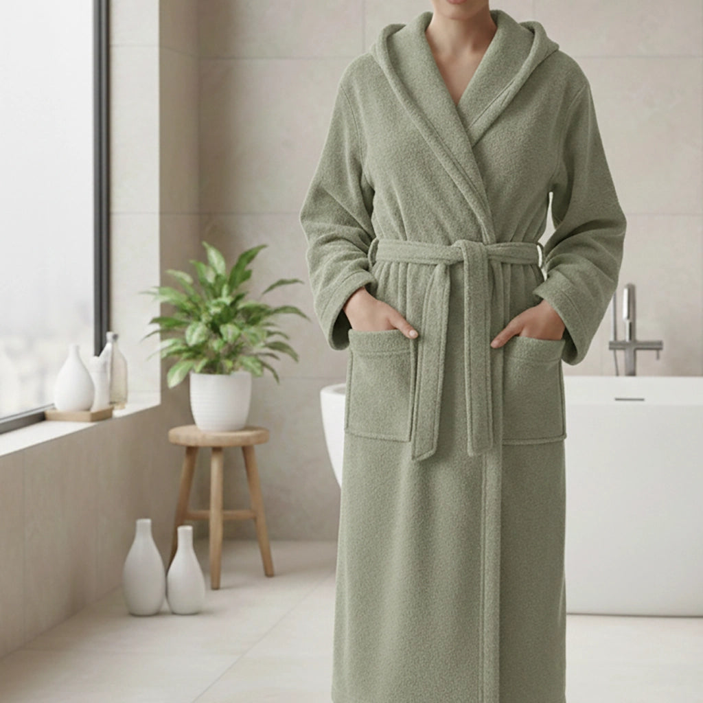 Satiza, Accappatoio 100% Cotone con Cappuccio, Verde Menta