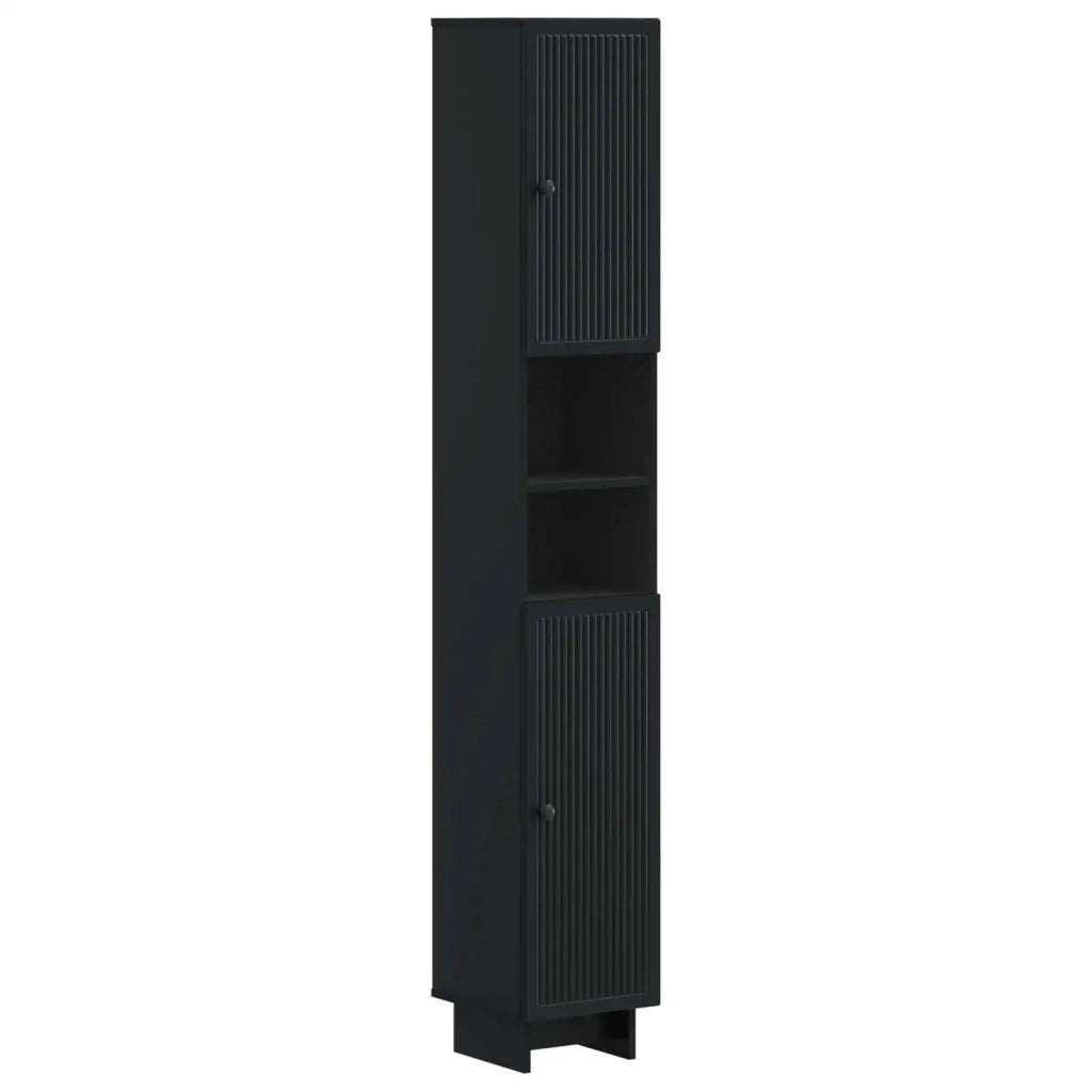 Armadio da Bagno con Ripiano Aperto EDE Nero 30 x 31 x 190 cm 895936
