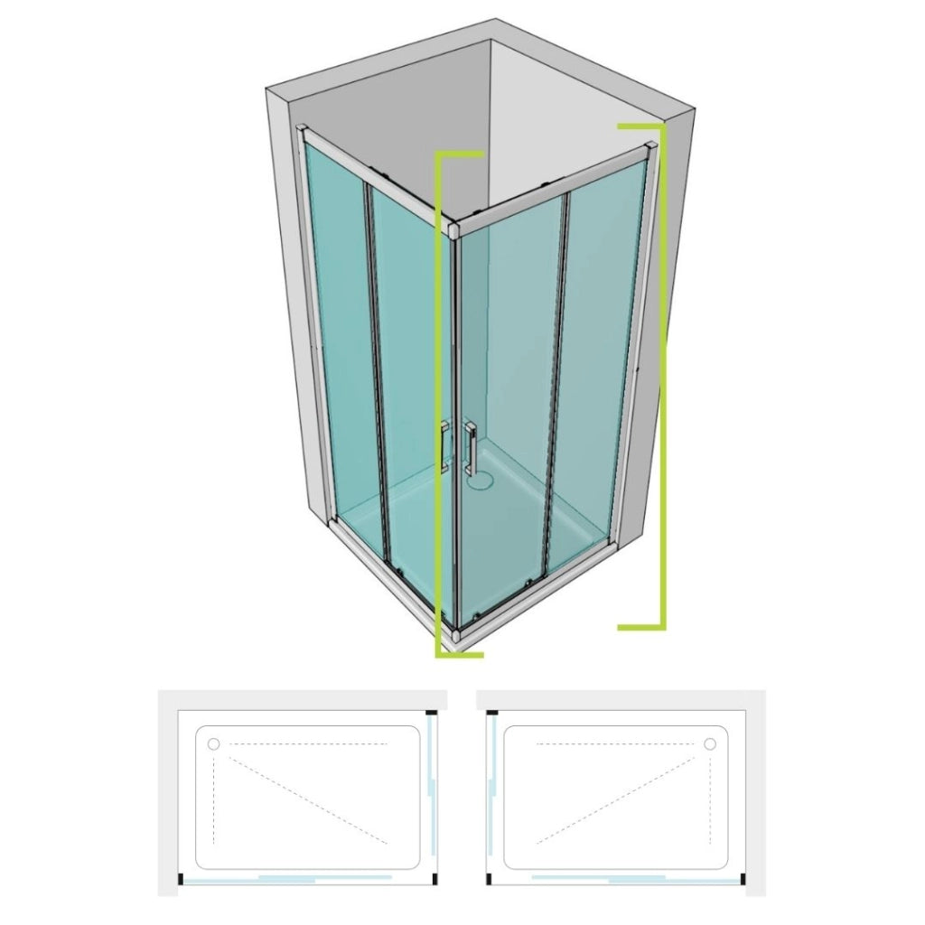 Lato porta box doccia angolare nicchia dafne cristallo 6 mm 80 cm trasparente