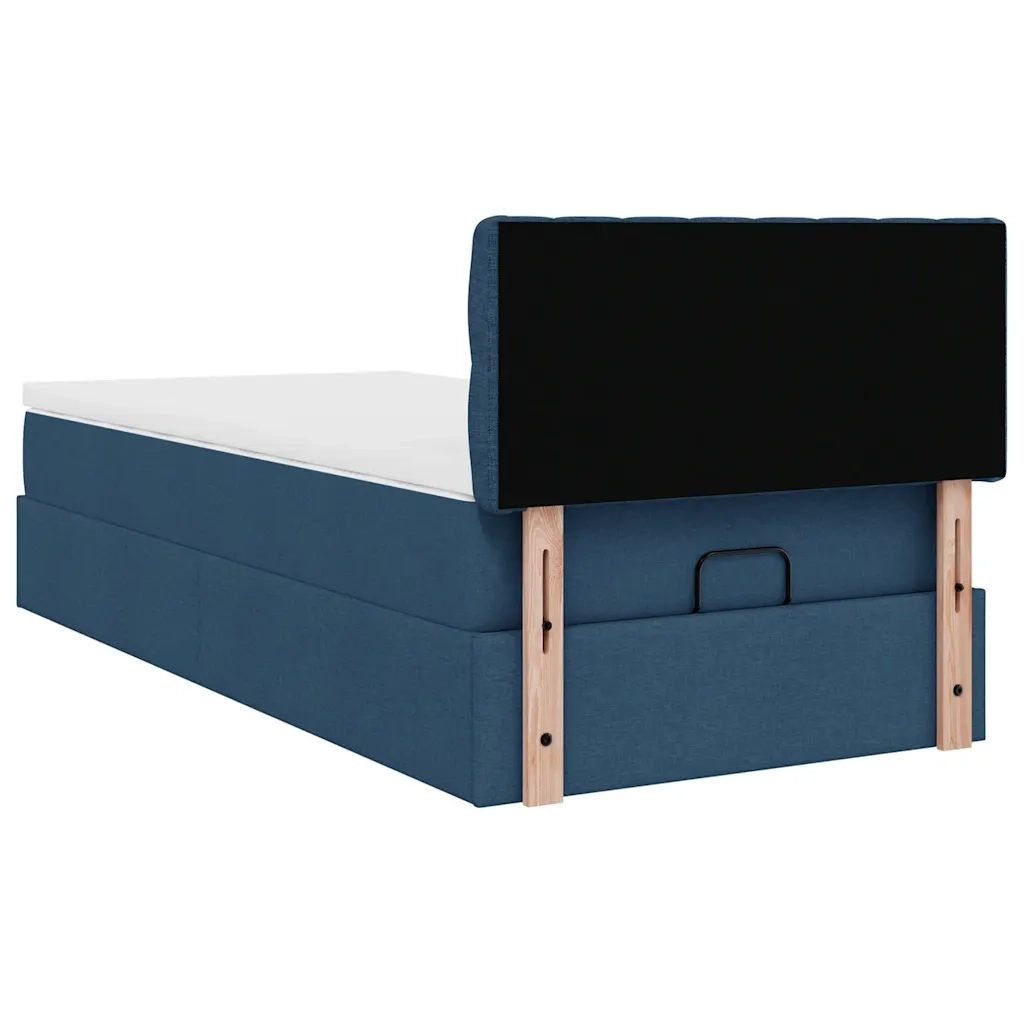 Pouf Letto con Materasso Blu 90x200 cm in Tessuto 3311517