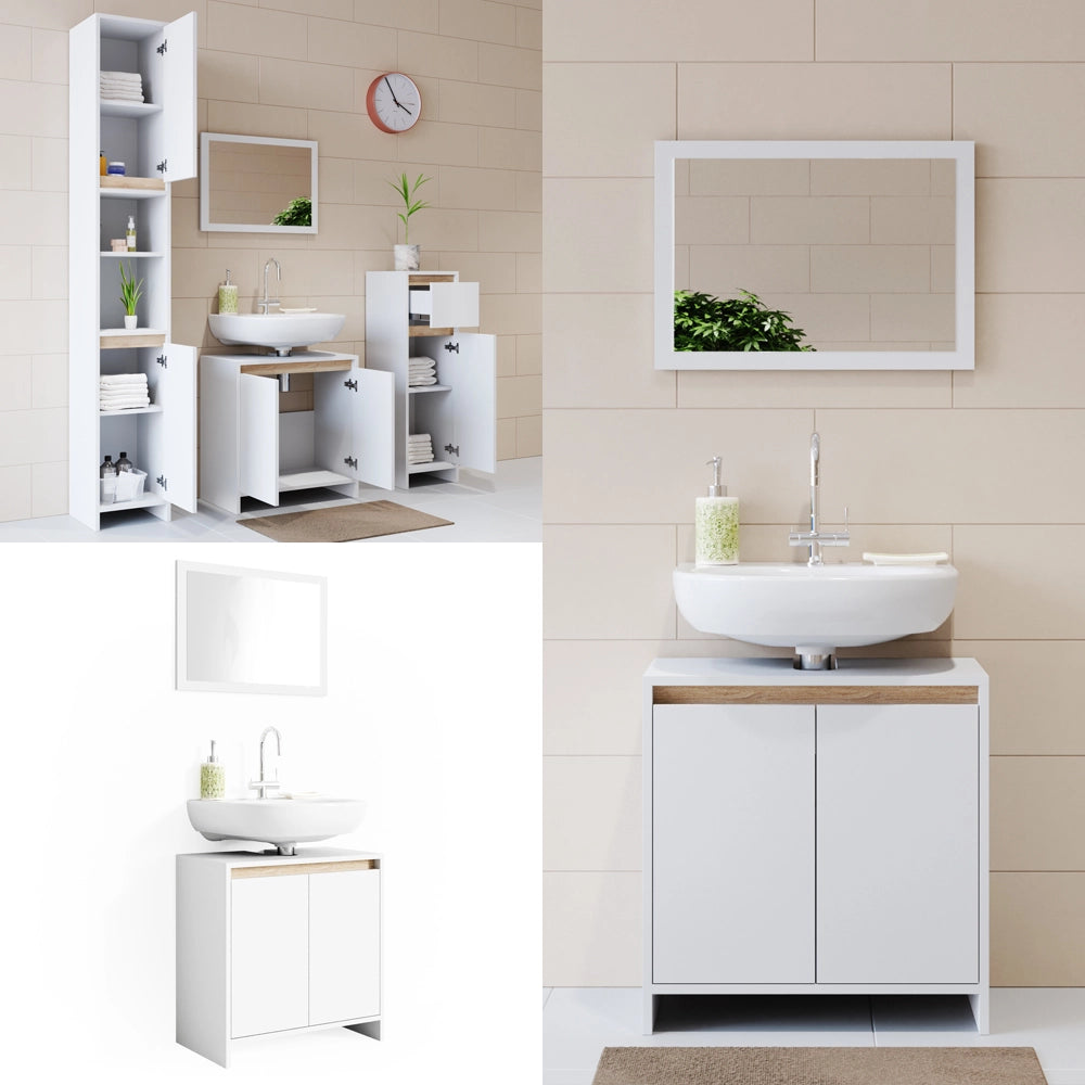 Vicco Set mobili bagno Bianco/Sonoma 2 parti