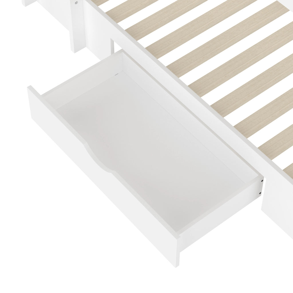 Letto a castello 90x200 cm bianco con cassetto e ripiani