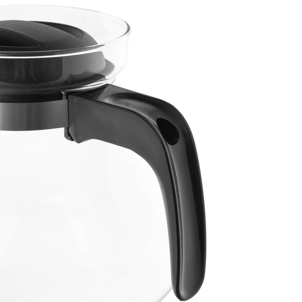 KADAX Brocca in vetro per tè e caffè da 1,7 l, resistente al calore, con coperchio, colore nero.