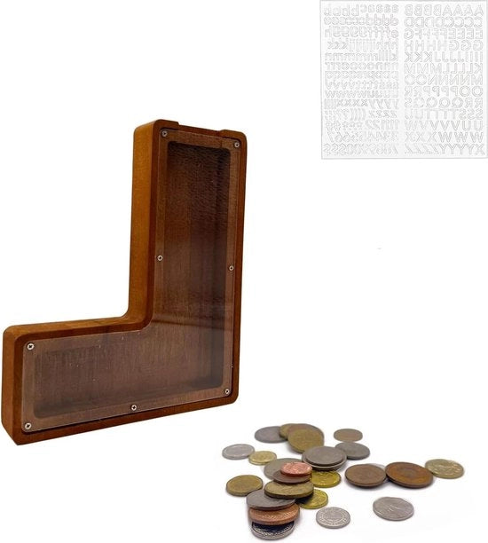 Spazzola per bambini in legno con lettera L - 23 cm/9 pollici - alfabeto A-Z - spazzola per monete in legno - per adulti e bambini - regalo di compleanno