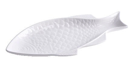 1 Pezzo Piatto da Cucina in Ceramica Forma Pesce 33,5 x 15,5 cm