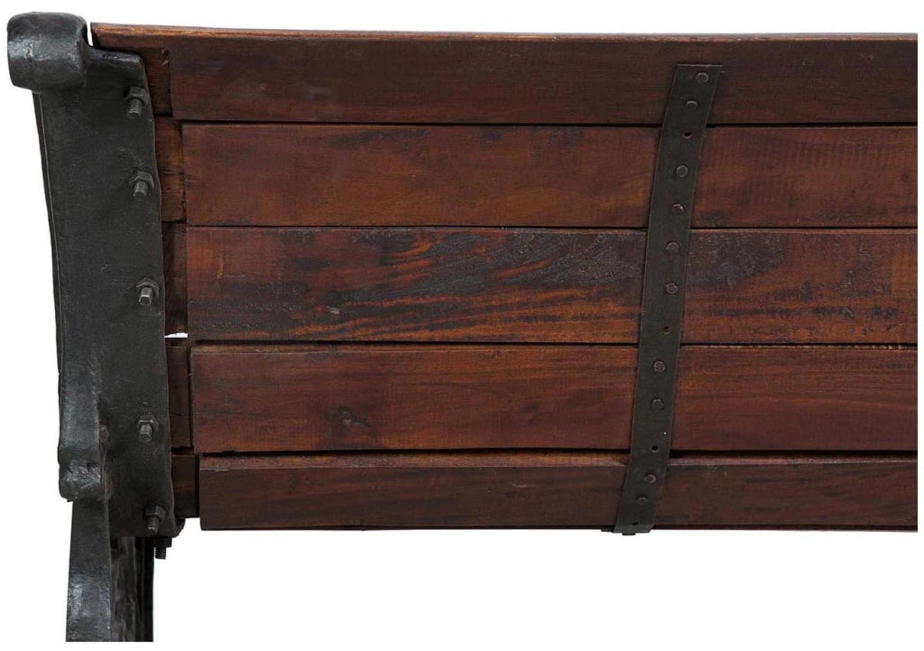 Biscottini Panchina in legno massiccio e ghisa L145xPR65xH77 cm Robusta stabile panca