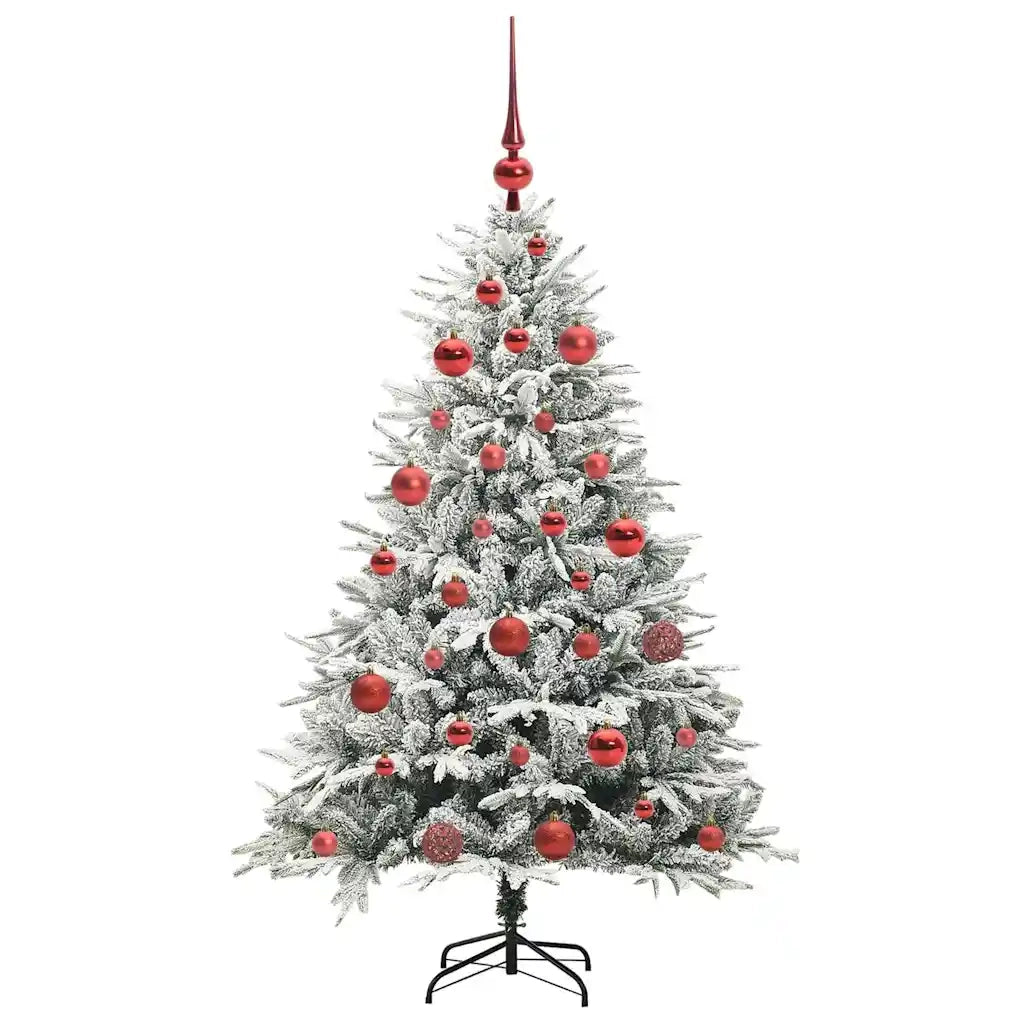 Albero di Natale Artificiale Pre-illuminato con Set di Palline