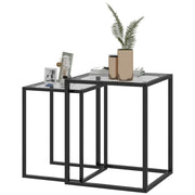 TAVOLINI Set 2 pezzi 42x42/33x33 cm vetro temperato nero