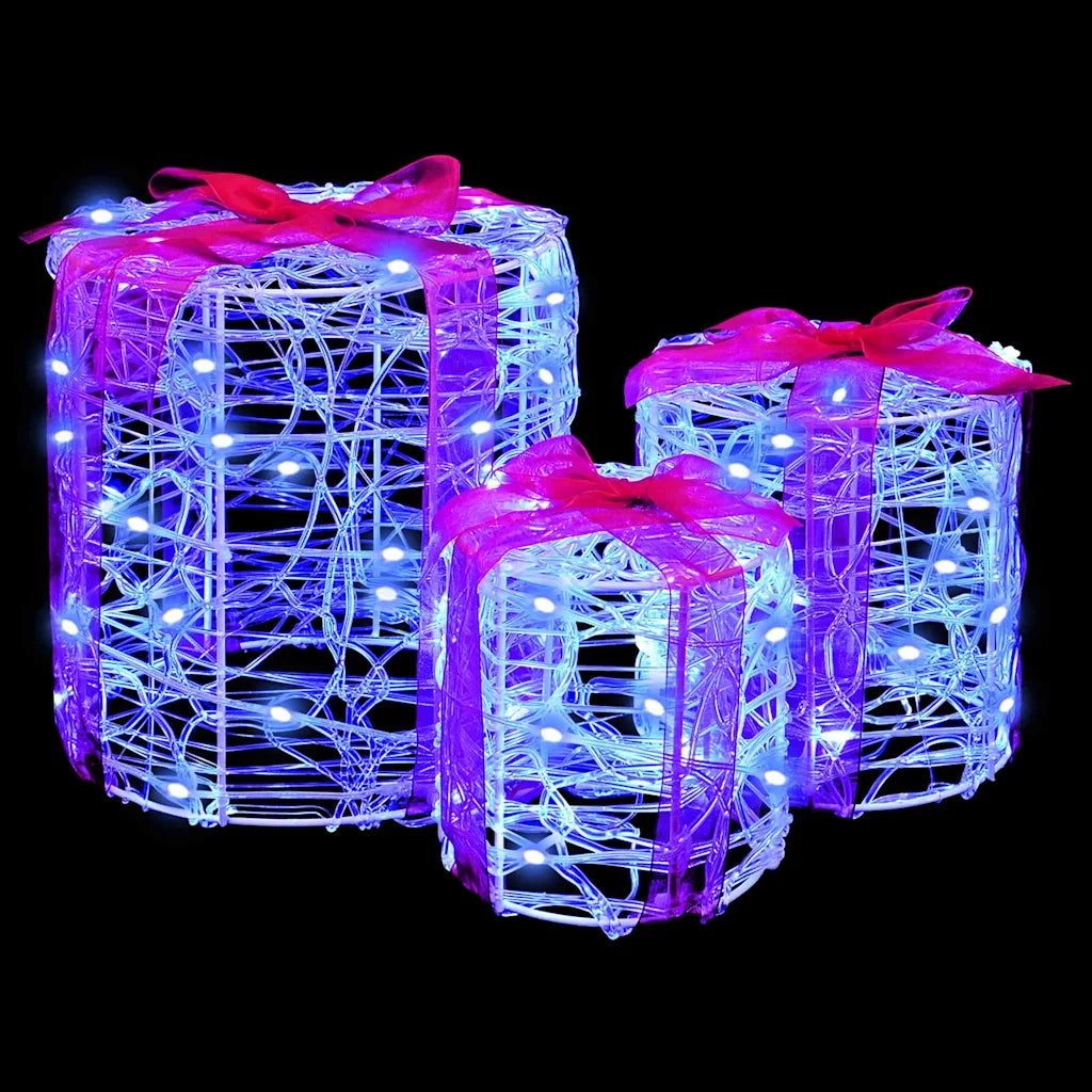 Decorazione Scatola Regalo 3 pcs Blu 20 x 20 x 21 cm Acrilico 42019086