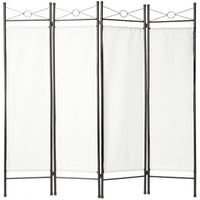 Paravento divisorio in tessuto telato bianco 4 pannelli 180 x 160 cm decoro 08_0000442
