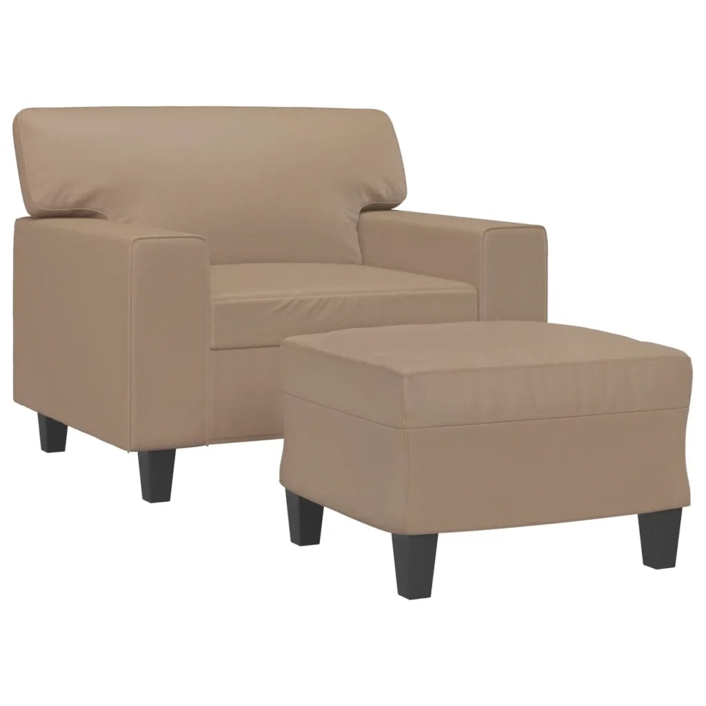 Poltrona | Sedia Relax con Poggiapiedi Cappuccino 60 cm in Similpelle