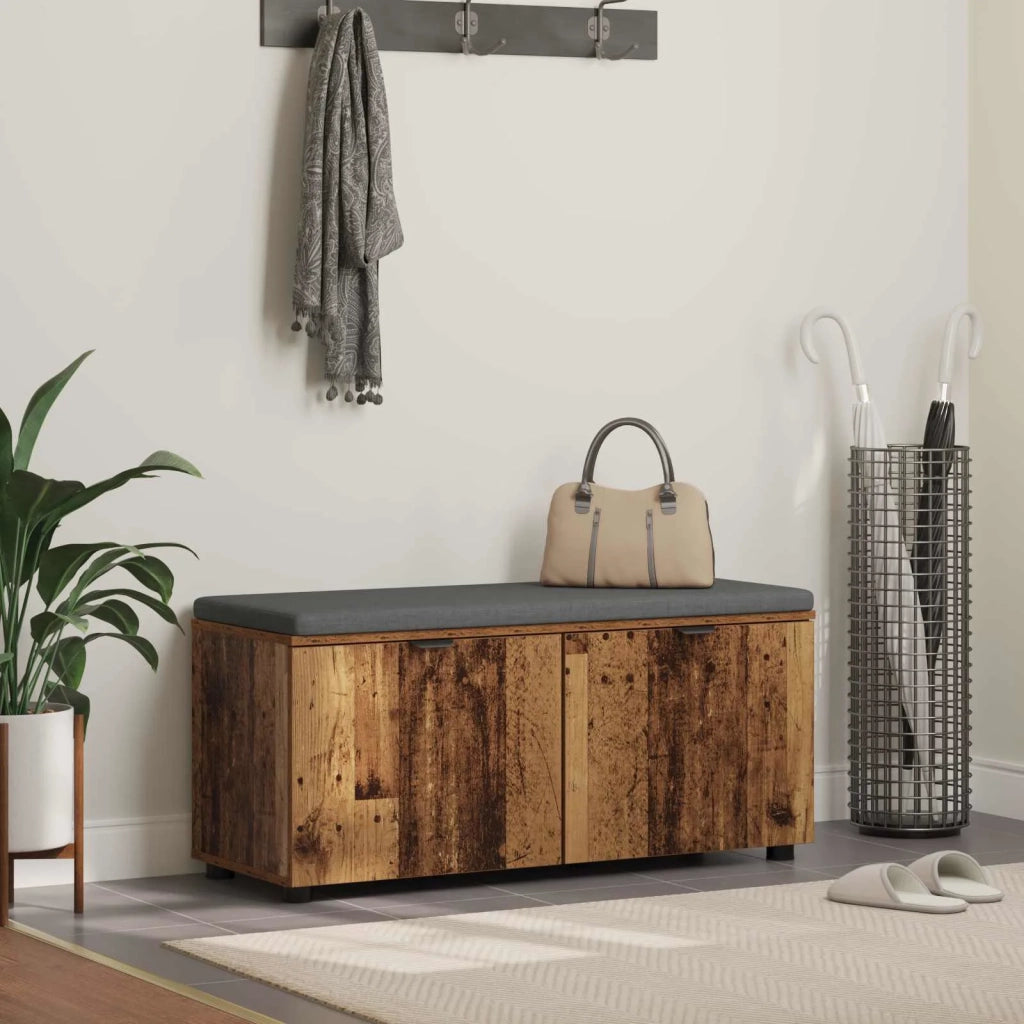 Panca per ingresso con cuscino-Sgabello-Panca da Corridoio Legno vecchio 100 x 38 x 46 cm 170822