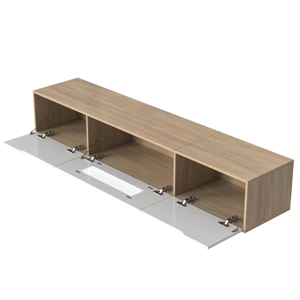 Mobile TV 180x35x30 cm; illuminazione LED a 16 colori; pannello truciolare; bianco