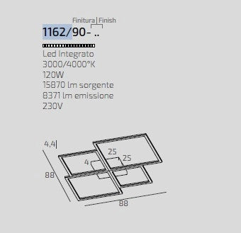FOUR SQUARES APPLIQUE-PLAFONIERA 90 CM. BIANCO 1162-90-BI